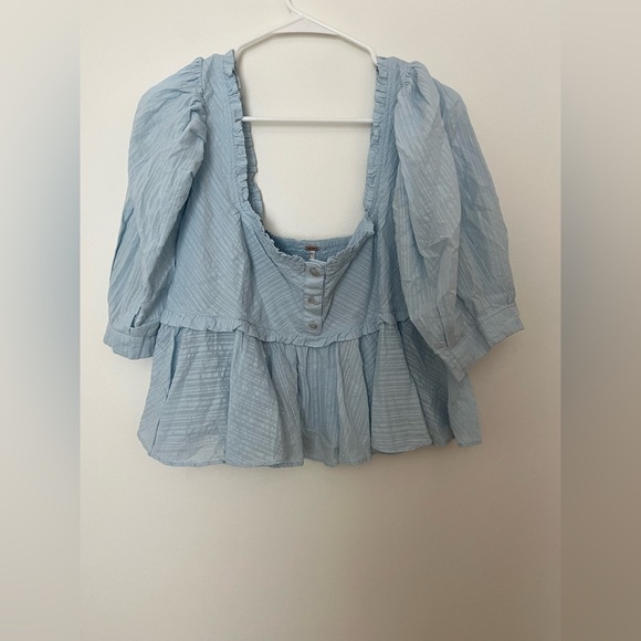 Free People Leave it to me top blue square neck - Picture 3 of 9